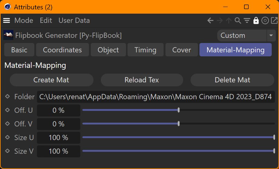 Material-Mapping tab
